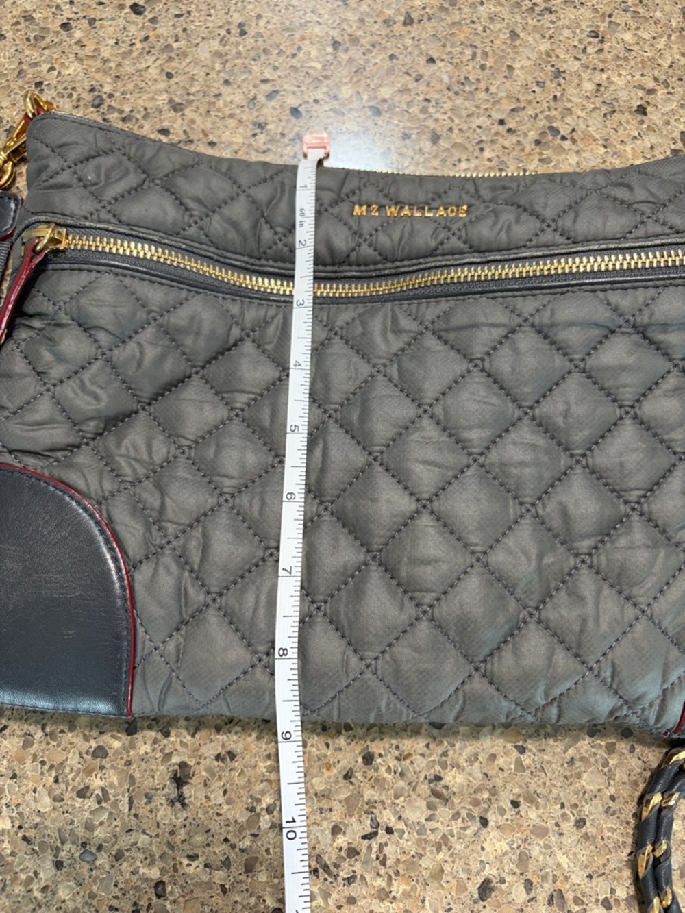 MZ Wallace Quilted Crossbody in Charcoal with Black Trim - Picture 13 of 13